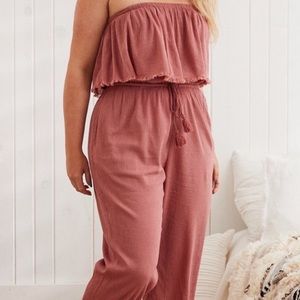 Aerie strapless ruffle jumpsuit XXS